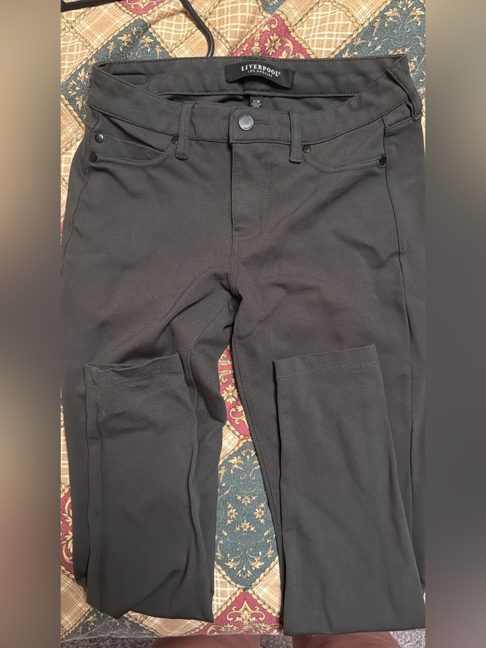 Liverpool green stretch skinny jeans